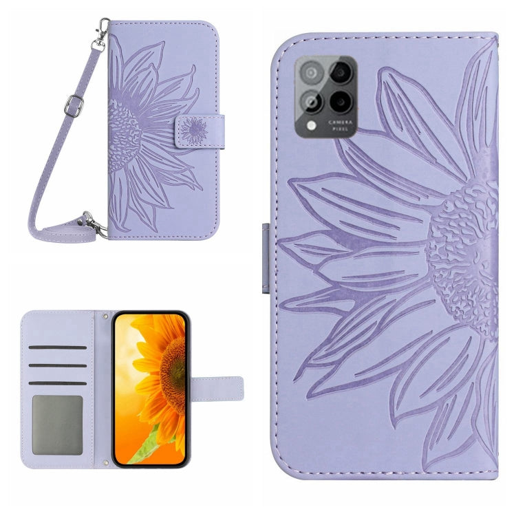 Skin Feel Custodia per cellulare in pelle con motivo a fiori di sole con cordino, For T-Mobile Revvl 6 5G, For T-Mobile Revvl 6 Pro 5G