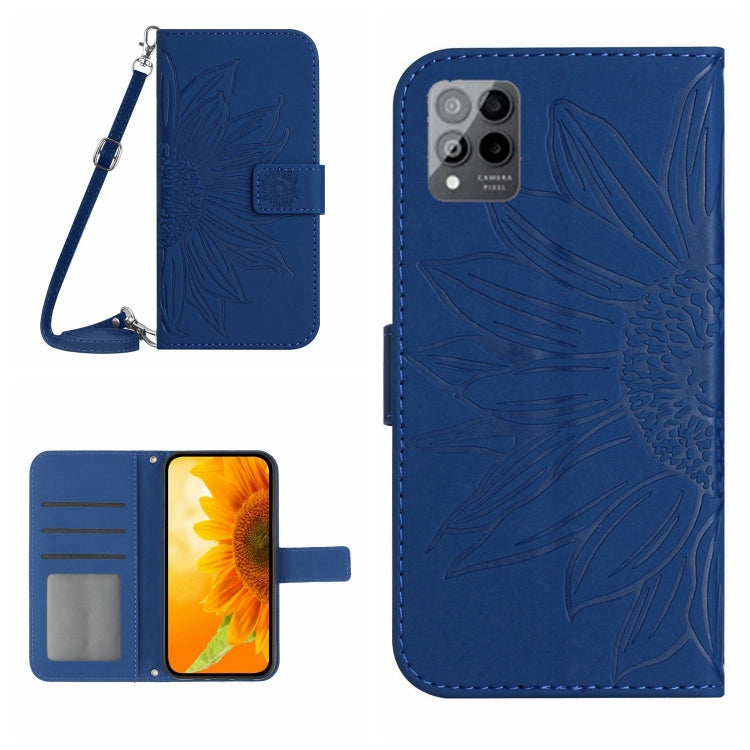 Skin Feel Custodia per cellulare in pelle con motivo a fiori di sole con cordino, For T-Mobile Revvl 6 5G, For T-Mobile Revvl 6 Pro 5G