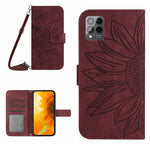Skin Feel Custodia per cellulare in pelle con motivo a fiori di sole con cordino, For T-Mobile Revvl 6 5G, For T-Mobile Revvl 6 Pro 5G