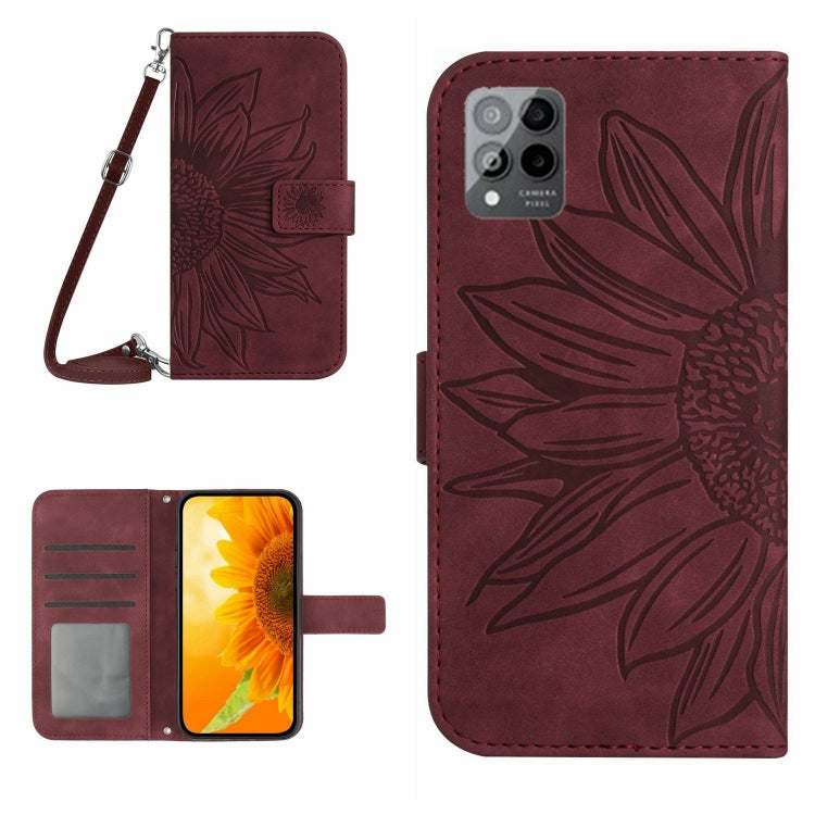 Skin Feel Custodia per cellulare in pelle con motivo a fiori di sole con cordino, For T-Mobile Revvl 6 5G, For T-Mobile Revvl 6 Pro 5G