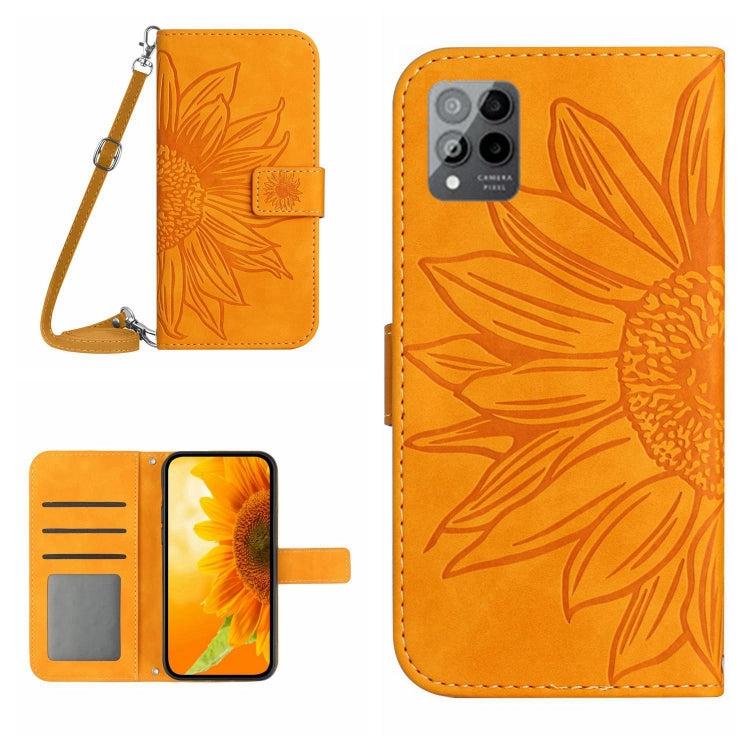 Skin Feel Custodia per cellulare in pelle con motivo a fiori di sole con cordino, For T-Mobile Revvl 6 5G, For T-Mobile Revvl 6 Pro 5G