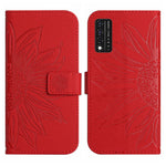Skin Feel Custodia per cellulare in pelle con motivo a fiori di sole con cordino, For T-Mobile Revvl V+ 5G