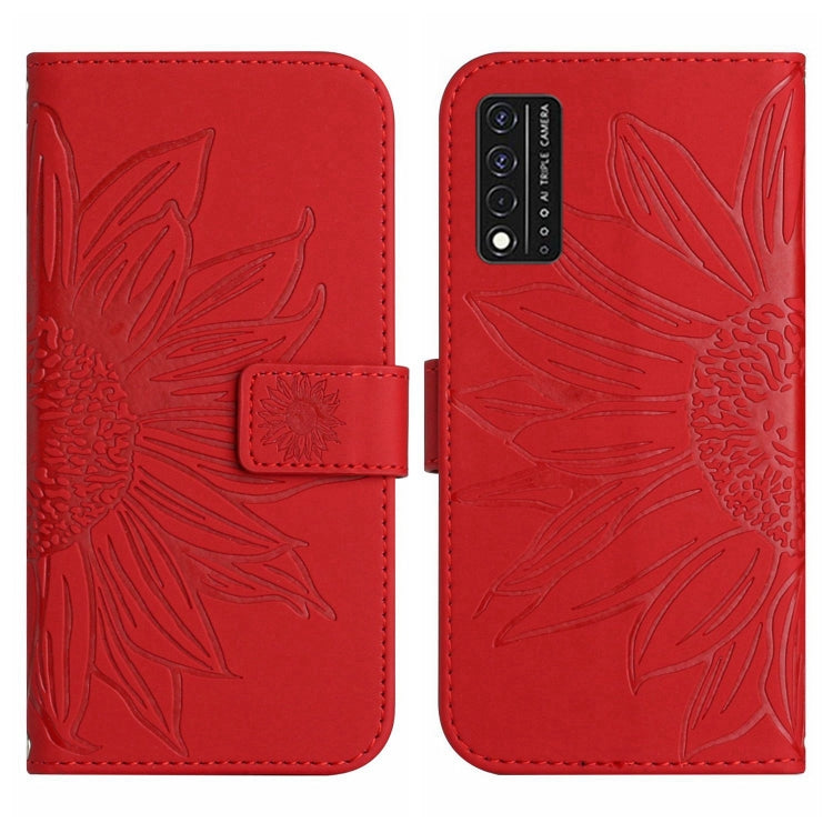 Skin Feel Custodia per cellulare in pelle con motivo a fiori di sole con cordino, For T-Mobile Revvl V+ 5G