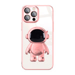 Custodia per telefono con supporto per astronauta per PC galvanico con pellicola per lenti, For iPhone 14, For iPhone 14 Plus, For iPhone 14 Pro, For iPhone 14 Pro Max