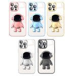 Custodia per telefono con supporto per astronauta per PC galvanico con pellicola per lenti, For iPhone 12 Pro Max, For iPhone 11, For iPhone 11 Pro, For iPhone 11 Pro Max