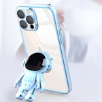 Custodia per telefono con supporto per astronauta per PC galvanico con pellicola per lenti, For iPhone 12 Pro Max, For iPhone 11, For iPhone 11 Pro, For iPhone 11 Pro Max