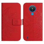 Skin Feel Custodia per cellulare in pelle con motivo a fiori di sole con cordino, For Nokia 1.4, For Nokia 2.4