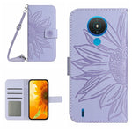 Skin Feel Custodia per cellulare in pelle con motivo a fiori di sole con cordino, For Nokia 1.4, For Nokia 2.4