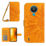Skin Feel Custodia per cellulare in pelle con motivo a fiori di sole con cordino, For Nokia 1.4, For Nokia 2.4