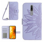 Skin Feel Custodia per cellulare in pelle con motivo a fiori di sole con cordino, For Nokia 1.4, For Nokia 2.4