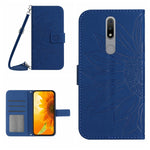 Skin Feel Custodia per cellulare in pelle con motivo a fiori di sole con cordino, For Nokia 1.4, For Nokia 2.4