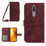 Skin Feel Custodia per cellulare in pelle con motivo a fiori di sole con cordino, For Nokia 1.4, For Nokia 2.4