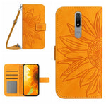 Skin Feel Custodia per cellulare in pelle con motivo a fiori di sole con cordino, For Nokia 1.4, For Nokia 2.4