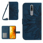 Skin Feel Custodia per cellulare in pelle con motivo a fiori di sole con cordino, For Nokia 1.4, For Nokia 2.4