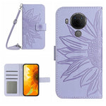 Skin Feel Custodia per cellulare in pelle con motivo a fiori di sole con cordino, For Nokia 5.4, For Nokia C01 Plus