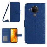 Skin Feel Custodia per cellulare in pelle con motivo a fiori di sole con cordino, For Nokia 5.4, For Nokia C01 Plus
