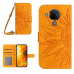 Skin Feel Custodia per cellulare in pelle con motivo a fiori di sole con cordino, For Nokia 5.4, For Nokia C01 Plus