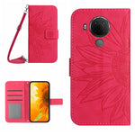 Skin Feel Custodia per cellulare in pelle con motivo a fiori di sole con cordino, For Nokia 5.4, For Nokia C01 Plus