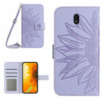 Skin Feel Custodia per cellulare in pelle con motivo a fiori di sole con cordino, For Nokia 5.4, For Nokia C01 Plus