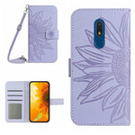 Skin Feel Custodia per cellulare in pelle con motivo a fiori di sole con cordino, For Nokia C3, For Nokia C10 / C20