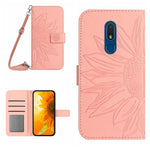 Skin Feel Custodia per cellulare in pelle con motivo a fiori di sole con cordino, For Nokia C3, For Nokia C10 / C20