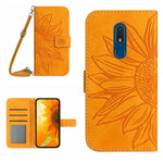 Skin Feel Custodia per cellulare in pelle con motivo a fiori di sole con cordino, For Nokia C3, For Nokia C10 / C20