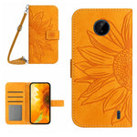 Skin Feel Custodia per cellulare in pelle con motivo a fiori di sole con cordino, For Nokia C3, For Nokia C10 / C20