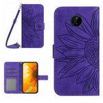 Skin Feel Custodia per cellulare in pelle con motivo a fiori di sole con cordino, For Nokia C3, For Nokia C10 / C20