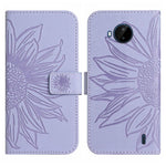 Skin Feel Custodia per cellulare in pelle con motivo a fiori di sole con cordino, For Nokia C20 Plus, For Nokia C30