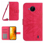 Skin Feel Custodia per cellulare in pelle con motivo a fiori di sole con cordino, For Nokia C20 Plus, For Nokia C30