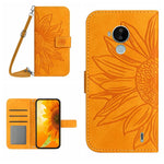 Skin Feel Custodia per cellulare in pelle con motivo a fiori di sole con cordino, For Nokia C20 Plus, For Nokia C30