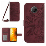 Skin Feel Custodia per cellulare in pelle con motivo a fiori di sole con cordino, For Nokia G50 5G, For Nokia G300