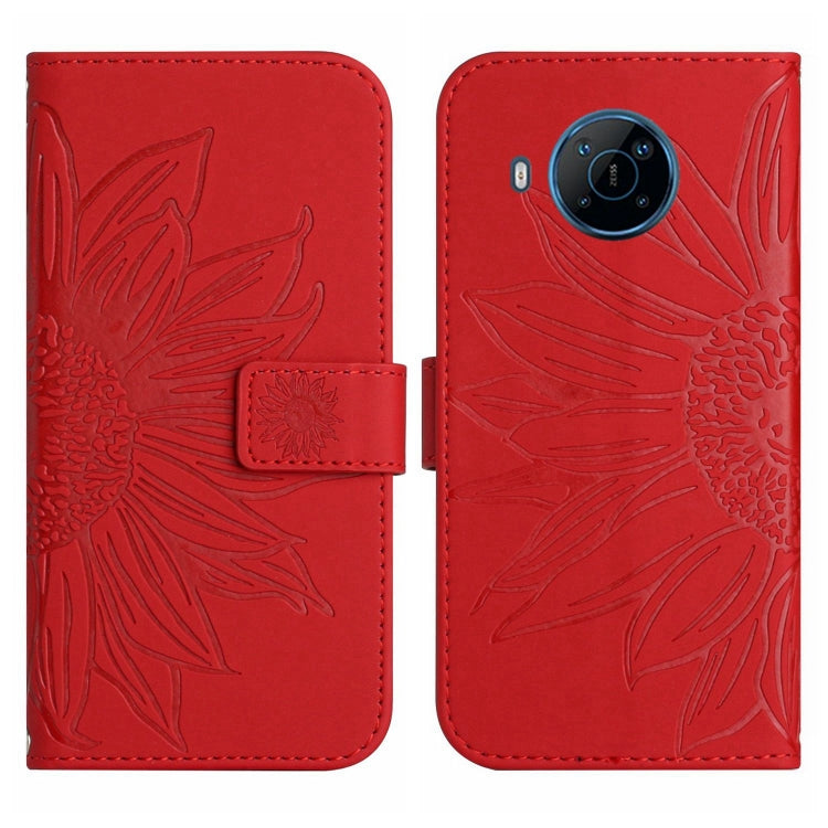 Skin Feel Custodia per cellulare in pelle con motivo a fiori di sole con cordino, For Nokia X20, For Nokia X100