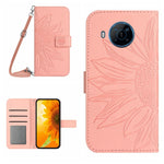 Skin Feel Custodia per cellulare in pelle con motivo a fiori di sole con cordino, For Nokia X20, For Nokia X100