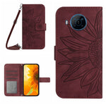 Skin Feel Custodia per cellulare in pelle con motivo a fiori di sole con cordino, For Nokia X20, For Nokia X100