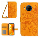 Skin Feel Custodia per cellulare in pelle con motivo a fiori di sole con cordino, For Nokia X20, For Nokia X100