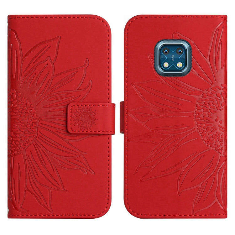 Skin Feel Custodia per cellulare in pelle con motivo a fiori di sole con cordino, For Nokia XR20