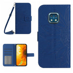 Skin Feel Custodia per cellulare in pelle con motivo a fiori di sole con cordino, For Nokia XR20