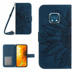 Skin Feel Custodia per cellulare in pelle con motivo a fiori di sole con cordino, For Nokia XR20