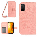 Skin Feel Custodia per cellulare in pelle con motivo a fiori di sole con cordino, For Wiko Power U10 / U20, For Wiko Power U30