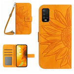 Skin Feel Custodia per cellulare in pelle con motivo a fiori di sole con cordino, For Wiko Power U10 / U20, For Wiko Power U30
