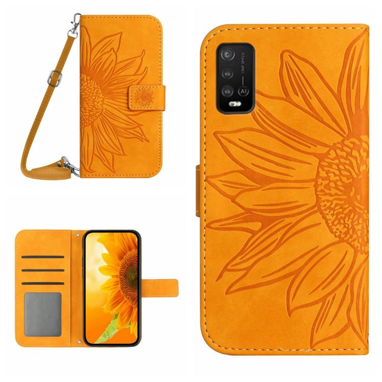 Skin Feel Custodia per cellulare in pelle con motivo a fiori di sole con cordino, For Wiko Power U10 / U20, For Wiko Power U30