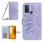 Skin Feel Custodia per cellulare in pelle con motivo a fiori di sole con cordino, For Wiko Power U10 / U20, For Wiko Power U30