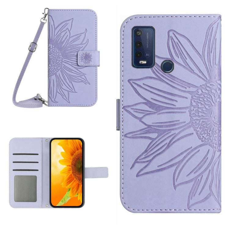 Skin Feel Custodia per cellulare in pelle con motivo a fiori di sole con cordino, For Wiko Power U10 / U20, For Wiko Power U30