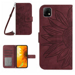 Skin Feel Custodia per cellulare in pelle con motivo a fiori di sole con cordino, For Wiko T3, For Wiko T10