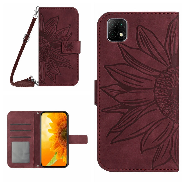 Skin Feel Custodia per cellulare in pelle con motivo a fiori di sole con cordino, For Wiko T3, For Wiko T10