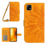 Skin Feel Custodia per cellulare in pelle con motivo a fiori di sole con cordino, For Wiko T3, For Wiko T10