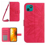 Skin Feel Custodia per cellulare in pelle con motivo a fiori di sole con cordino, For Wiko T3, For Wiko T10
