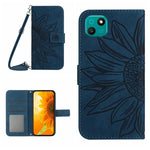 Skin Feel Custodia per cellulare in pelle con motivo a fiori di sole con cordino, For Wiko T3, For Wiko T10