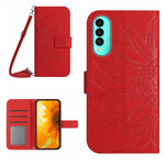 Skin Feel Custodia per cellulare in pelle con motivo a fiori di sole con cordino, For Wiko T50, For Google Pixel 6